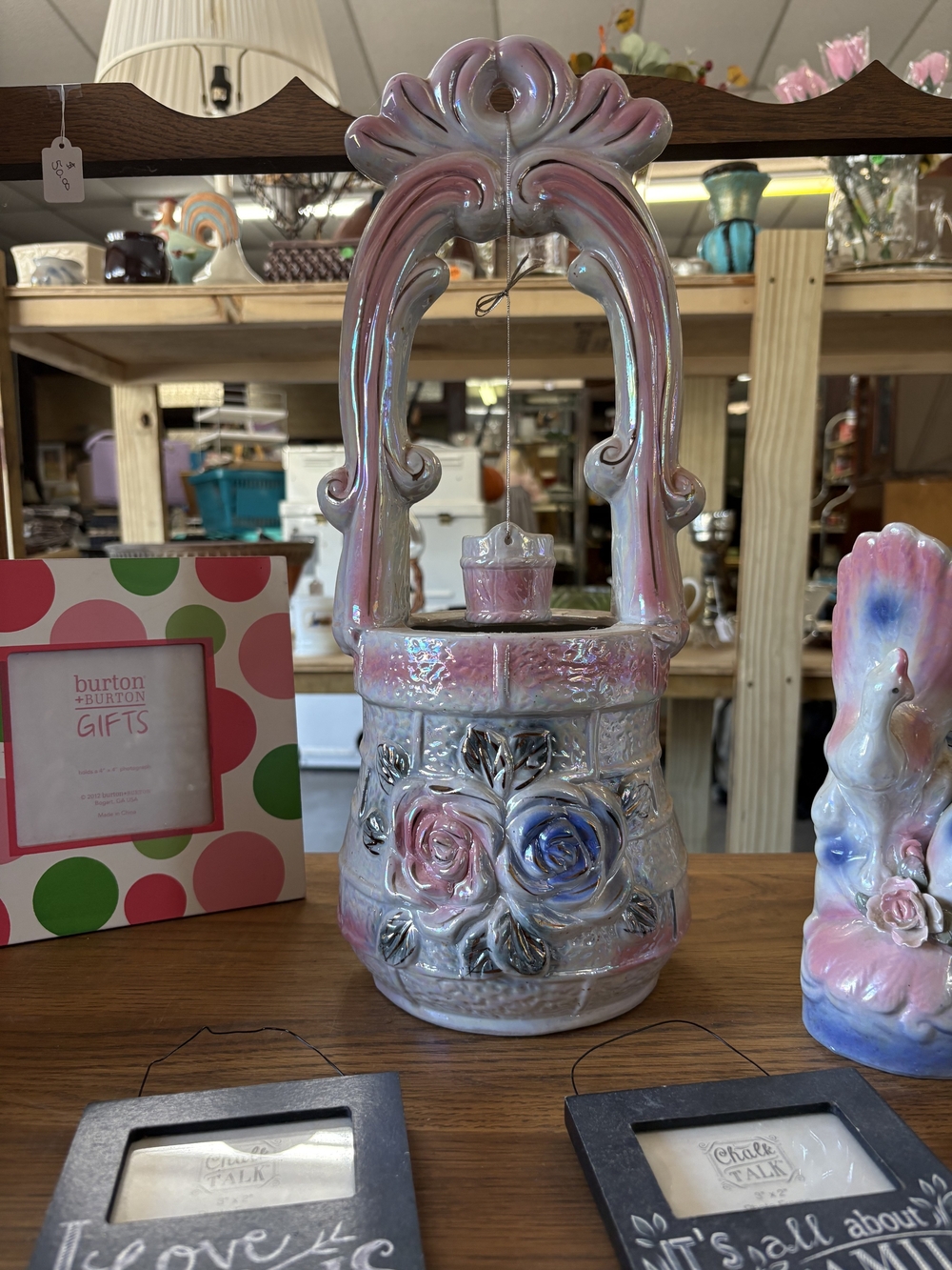 Porcelain Pastel Pink and Blue Floral Decorative Well - Home Accents